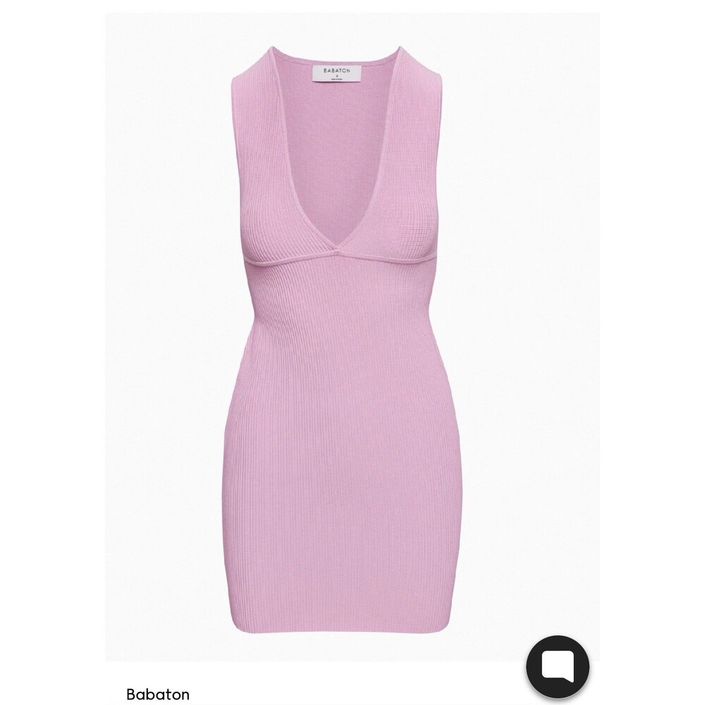 Aritzia Ribbed V-Neck Dress Size M Lyrical Lilac Sleeveless Knee Length